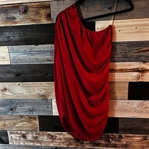 Draped one shoulder red dress